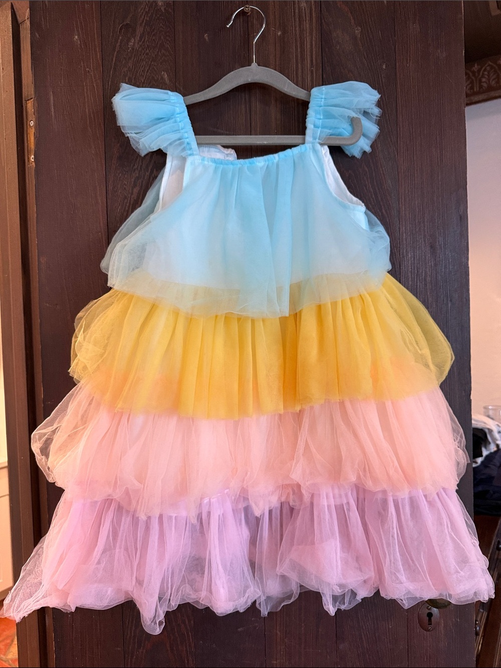 Lola + The Boys Pastel Tiered Tulle Dress in Blue, Yellow, Pink, Purple